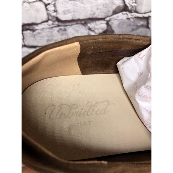 Unbridled Ariat Brown Suede Embroidered Platform Monk Strap Shoes Women Sz 10M - Picture 9 of 16